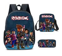 Sac à dos Roblox pour garçons avec boîte à déjeuner et trousse à crayons, sac à dos d'école, sac à dos pour ordinateur portable, sac de voyage pour adolescents, Style 2, 27*17*40, Moderne