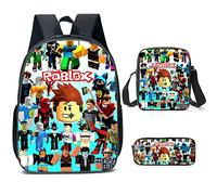 Sac à dos Roblox pour garçons avec boîte à déjeuner et trousse à crayons, sac à dos d'école, sac à dos pour ordinateur portable, sac de voyage pour adolescents, style 8, 27*17*40, Sportif en plein air