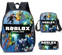 Sac à dos Roblox pour garçons avec boîte à déjeuner et trousse à crayons, sac à dos d'école, sac à dos pour ordinateur , 27*17*40