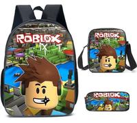 Sac à dos Roblox pour garçons avec boîte à déjeuner et trousse à crayons, sac à dos d'école, style 13, 27*17*40