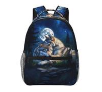 Sac À Dos Romantic Night Wolf Moonlit Forests Animal Celestial Wildlife Daypack Loisirs Bookbag Léger Backpack pour Camping Scolaire Étudiant