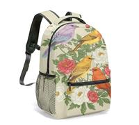 Sac à dos romantique avec illustration florale rose, 40 cm, sac d'école pour filles et femmes, impression complète à 360°, motif d'amour rêveur coloré, 02, L, Décontracté
