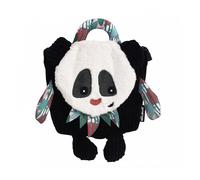 Déglingos Sac à dos velours Rototos le Panda – Peluche ultra douce, dès 18 mois, Noir/Blanc