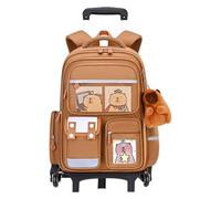 Sac à dos roulant - 16.14x11.81 pouces Rolling School Capybara Design pour un voyage amusant, poignée rétractable avec une grande capacité réglable à hauteur, parfaite pour les filles de travail des g