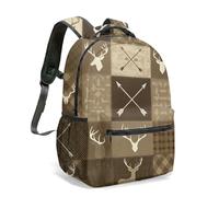 Sac à dos rustique imprimé silhouette de cerf forêt 40,6 cm nature aventure extérieure vintage croisée flèches, 09, L, Décontracté