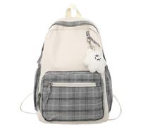 Sac à dos - Sac d'école à carreaux pour filles, est fabriqué en nylon | Sac à dos d'école mignon pour filles et femmes Sac à dos d'école de voyage décontracté et léger pour filles, gris,