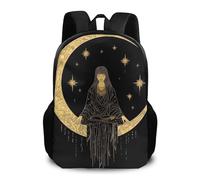Sac À Dos Sacral Night Girl on Moon Bookbag Léger Cartable Loisirs Sac D'École pour Voyage Camping Scolaire