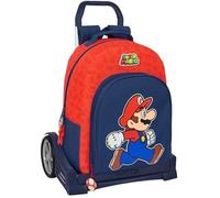 Safta Sac à dos trolley Evolution Super Mario Trick – à roulettes – Rouge/Orange Enfants