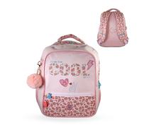 Sac À Dos Scolaire 2 Compartiments Kip Graou Rose Léopard M