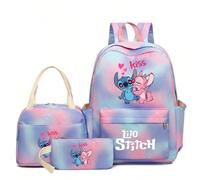 Sac à dos scolaire 3D Stitch Disney avec trousse à crayons et sac à bandoulière 3 pièces/set, sac d'animation Stitch ciel étoilé pour enfants 3 pièces pour l'école, les voyages, les cadeaux de Noël. G