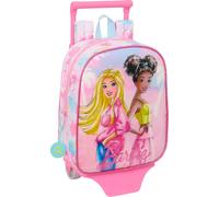 Sac à dos scolaire à roulettes Barbie Painterly Rose Bleu ciel 22 x 27 x 10 cm