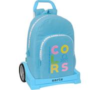 Sac à dos scolaire à roulettes Benetton Spring bleu ciel 30 x 46 x 14 cm