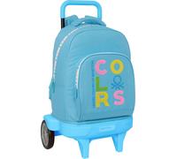 Sac à dos scolaire à roulettes Benetton Spring Bleu ciel 33 X 45 X 22 cm