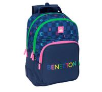 Sac À Dos Scolaire Benetton Damero 42 Cm ? 2 Compartiments Zippés Benetton Bleu / Jaune / Bleu TU