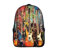 Sac À Dos Scolaire Bilayer Art de la guitare Sac À Dos Étudiant Collège Et Lycée Sac D'école Léger 40x28x16cm Sac De Rangement Pour Garçons Enfants Pour La Rentrée Scolaire