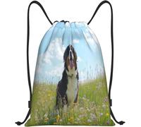 Sac À Dos Scolaire Bouvier Bernois Heureux dans Un Champ Sacs À Cordon De Serrage Pliable Sacs De Sport À Cordon Léger Sac De Gym pour Plage Gym Camping 36X42Cm