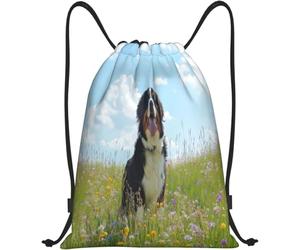 Sac À Dos Scolaire Bouvier Bernois Heureux dans Un Champ Sacs À Cordon De Serrage Pliable Sacs De Sport À Cordon Léger Sac De Gym pour Plage Gym Camping 36X42Cm