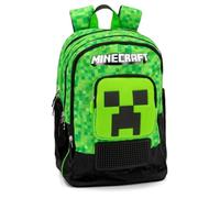 Sac à dos scolaire compatible avec Minecraft rond 3 compartiments zippés pour enfants primaire moyenne + kit stylos et porte-clés sifflet