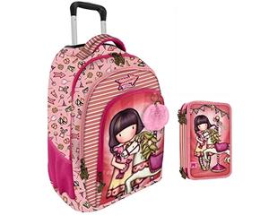 Sac à dos scolaire compatible avec Santoro Gorjuss London You Can Have Mine Vous pouvez avoir le Mio Cuore + trousse à 3 étages + porte-clé + stylos colorés offerts