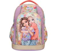 Depesche 13285 TOPModel Girl Power - Sac à Dos Scolaire en Beige et Violet, avec Motif de modèle et Lots colorés, Sac d'école avec Bretelles réglables