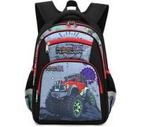Sac à Dos Scolaire Enfant Léger - Noir Motif Jeep - 30x20x40 cm