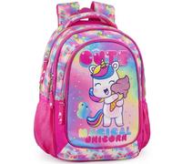 Sac à dos scolaire fille 43×33×15 cm - ergonomique, bretelles rembourrées, fond renforcé, école primaire CP, CE1, CE2, CM1, CM2 - avec passant valise - Design licorne magique arc-en-ciel - Julian Ross