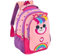 Sac à dos scolaire fille 43×33×15 cm - ergonomique, bretelles rembourrées, fond renforcé, école primaire CP, CE1, CE2, CM1, CM2 - avec passant valise - Design ours peluche - Julian Ross