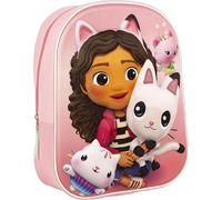 Sac à Dos Scolaire Gabby's Dollhouse - Fermeture Éclair - 25x31x10 cm - Cartable pour Enfant avec Détails 3D - Bretelles Rembourrées