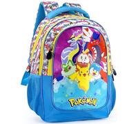 Sac à dos scolaire garçon 43×33×15 cm Pour fans de Pokémon - ergonomique, bretelles rembourrées, fond renforcé, école primaire CP, CE1, CE2, CM1, CM2 - avec passant valise - Clondo