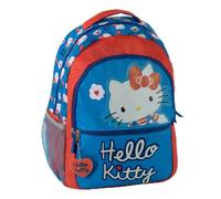 Sac à dos scolaire Hello Kitty pour fille - Sac à dos pour enfant sous licence officielle, 100% polyester, couleur rose et bleu, double compartiment avec fermeture éclair, poche avant et latérale en
