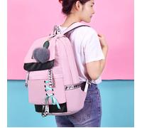 Sac à dos scolaire imperméable rose pour filles avec accessoires