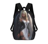 Sac À Dos Scolaire Imprimé En 3D 17inch Sac À Dos Pour Enfants Angel with Black And White Wings Anime Girl Sacs À Livres Grande Capacité Sacs D'école Et De Voyage Pour Enfants/étudiants/adultes