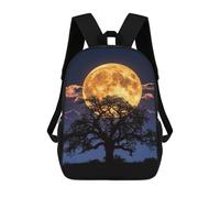 Sac À Dos Scolaire Imprimé En 3D 17inch Sac À Dos Pour Enfants Full Moon Rising Behind Tree Silhouette-1 Sacs À Livres Grande Capacité Sacs D'école Et De Voyage Pour Enfants/étudiants/adultes