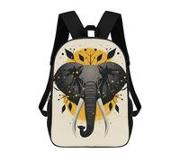 Sac À Dos Scolaire Imprimé En 3D Pour Enfants Elephant Vector Portrait with Golden Abstract Circle Sacs À Livres, Sacs De Voyage Scolaires Grande Capacité Pour Enfants/étudiants/adultes 17inch