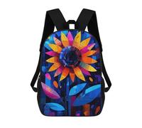 Sac À Dos Scolaire Imprimé En 3D Pour Enfants Expressionist Geometry Sunflower - Vibrant Abstract Floral Art Sac À Dos Scolaire Pour Enfants, Sac De Voyage, Sac À Livres Tendance, Grand Sac À Dos De G