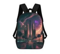 Sac À Dos Scolaire Imprimé En 3D Pour Enfants Future Cityscape with Palm Trees Sac À Dos Scolaire Pour Enfants, Sac De Voyage, Sac À Livres Tendance, Grand Sac À Dos De Grande Capacité 17inch