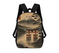 Sac À Dos Scolaire Imprimé En 3D Pour Enfants Japanese Landscape with Torii Gate And Mountain Sac À Dos Scolaire Pour Enfants, Sac De Voyage, Sac À Livres Tendance, Grand Sac À Dos De Grande Capacité