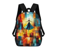 Sac À Dos Scolaire Imprimé En 3D Pour Enfants Tightrope Walker - August Macke Inspired - Geometric Abstract Balance Art, Grande Capacité, Idéal Pour Les Voyages, Tendance Et Décontracté 17inch