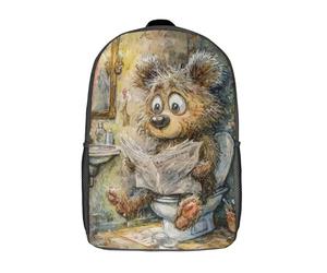 Sac à dos scolaire imprimé en 3D représentant une créature curieuse lisant un journal, pour garçons et filles. Sac à dos décontracté et tendance pour l'école ou les voyages, 43 cm (17 pouces).