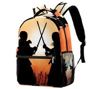 Sac À Dos Scolaire Maître De Kendo En Combat Sac À Dos Loisir Cartable Imperméable Daypack Pour Garçons Filles 29.4x20x40cm