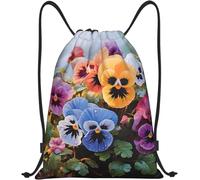 Sac À Dos Scolaire Pensées Sac De Gym Léger Sacs À Cordon De Serrage Mignon Sacs De Sport À Cordon pour Camping Gym Sport 36X42Cm