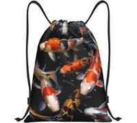 Sac À Dos Scolaire Poissons Koi D'Ornement du Japon Sacs De Sport À Cordon Léger Sac De Gym Multi-Usage Sacs À Cordon De Serrage pour Camping Vacances Plage 36X42Cm