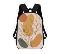 Sac À Dos Scolaire Pour Enfants Abstract Botanical Art with Earth Tones Minimalist Nature Sac À Dos Décontracté Pour Les Voyages, Imprimé En 3D, Pour Garçons Et Filles, Grande Capacité 17inch