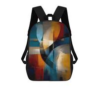 Sac À Dos Scolaire Pour Enfants Abstract Curved Intersection - Blue, Gold & Ivory Geometry Sac À Dos Décontracté Pour Les Voyages, Imprimé En 3D, Pour Garçons Et Filles, Grande Capacité 17inch