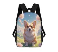 Sac À Dos Scolaire Pour Enfants Imprimé En 3D Adorable Corgi Dog with Spring Flowers - Cute Cartoon Style Dog Portrait Art Sacs À Dos, Sacs À Dos De Voyage Décontractés, Grand Sac À Dos De Jour Pour G