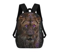 Sac À Dos Scolaire Pour Enfants Purple-Eyed Lioness in Rain Sac À Dos Scolaire Tendance Sac À Dos De Voyage Unisexe Tendance Sac À Dos 3D Cool 17inch