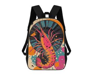 Sac À Dos Scolaire Pour Enfants Shrimp with Retro Design Abstract Shrimp Artwork in Vibrant Colors Sac À Dos Décontracté Pour Les Voyages, Imprimé En 3D, Pour Garçons Et Filles, Grande Capacité 17inc