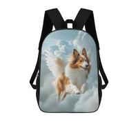 Sac À Dos Scolaire Pour Enfants Winged Sheltie Dog Flying in Clouds Shetland Sheepdog Pet Loss Wall Art Sac À Dos Décontracté Pour Les Voyages, Imprimé En 3D, Pour Garçons Et Filles, Grande Capacité