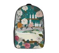 Sac à dos scolaire pour filles, motif floral grenouille, idéal pour une escapade relaxante. Sac à dos imprimé en 3D, léger et décontracté, parfait pour les collégiennes et collégiens (43 cm).