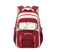 Sac à dos scolaire pour filles style académique moderne compartiments multiples destiné aux élèves du primaire et du collège pratique pour un usage quotidien et les trajets vers (Red, 47x32x20)
